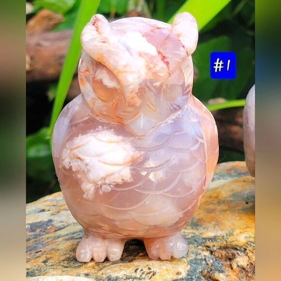 Flower Agate Owl - Picture 1 of 7